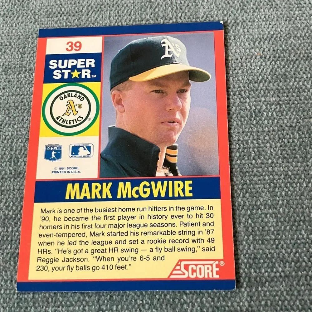 1991 Score Oakland A's Baseball Card Trading Card